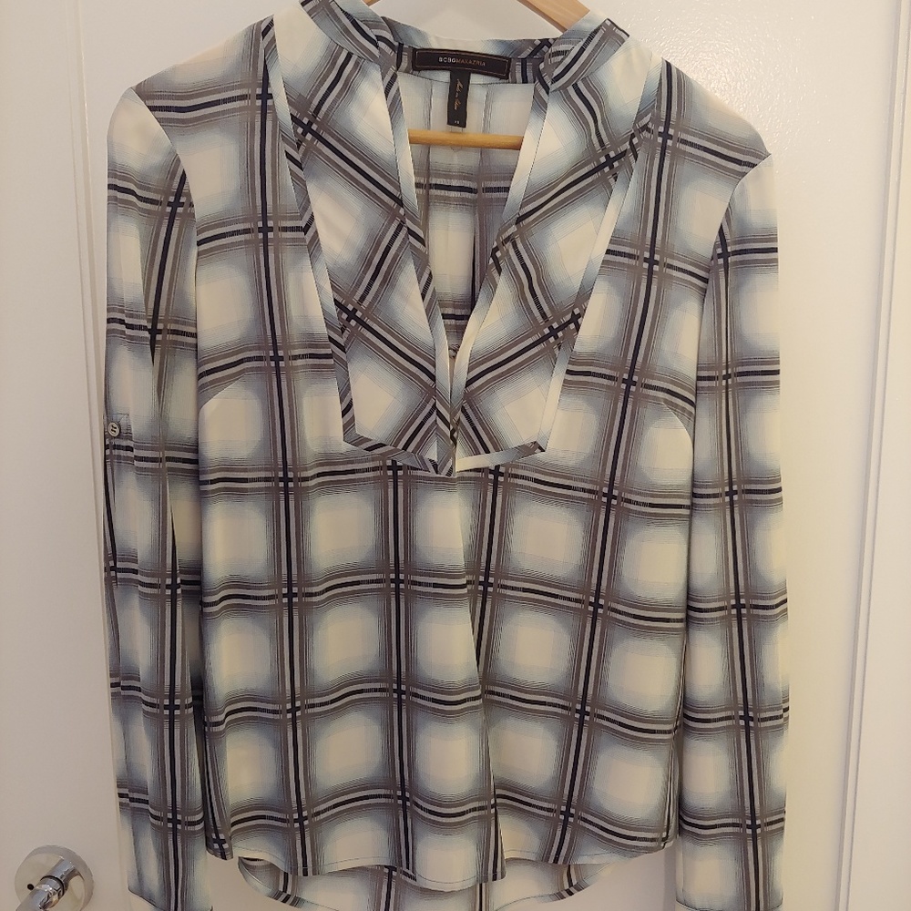 BCBG silk squares blouse